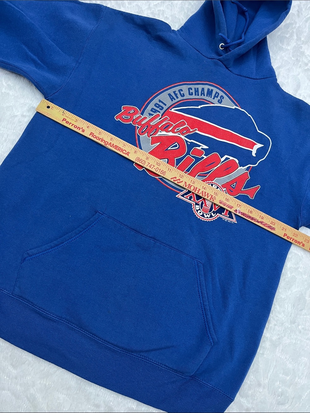 VINTAGE BUFFALO BILLS Hoodie 1991 AFC Champs - Picture 4 of 9